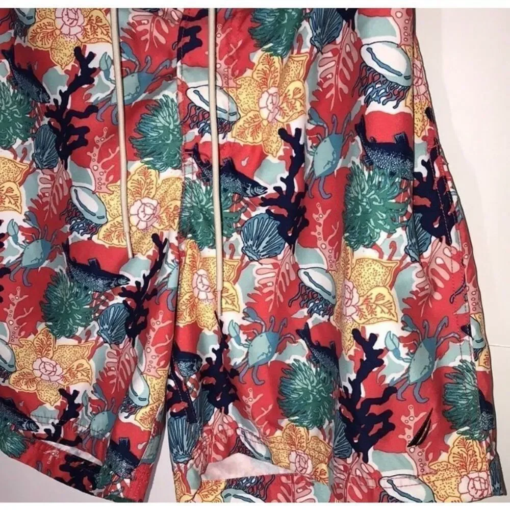 Nautica Men's Coral Floral‎ Boardshort In Multicolor Size M